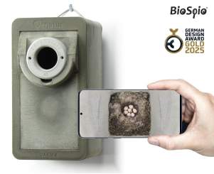 VARIKA Cam 45 - Nistkasten - Starenkasten mit WLAN Kamera aus Holzbeton 