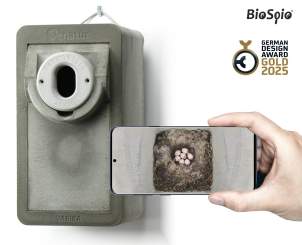 VARIKA Cam 45 x 30 - Nistkasten mit WLAN Kamera aus Holzbeton 