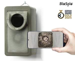 VARIKA Cam Halbhöhle - WLAN-Kamera-Halbhöhlen-Nistkasten aus Holzbeton 