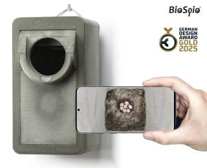 VARIKA Cam Halbhöhle - WLAN-Kamera-Halbhöhlen-Nistkasten aus Holzbeton 